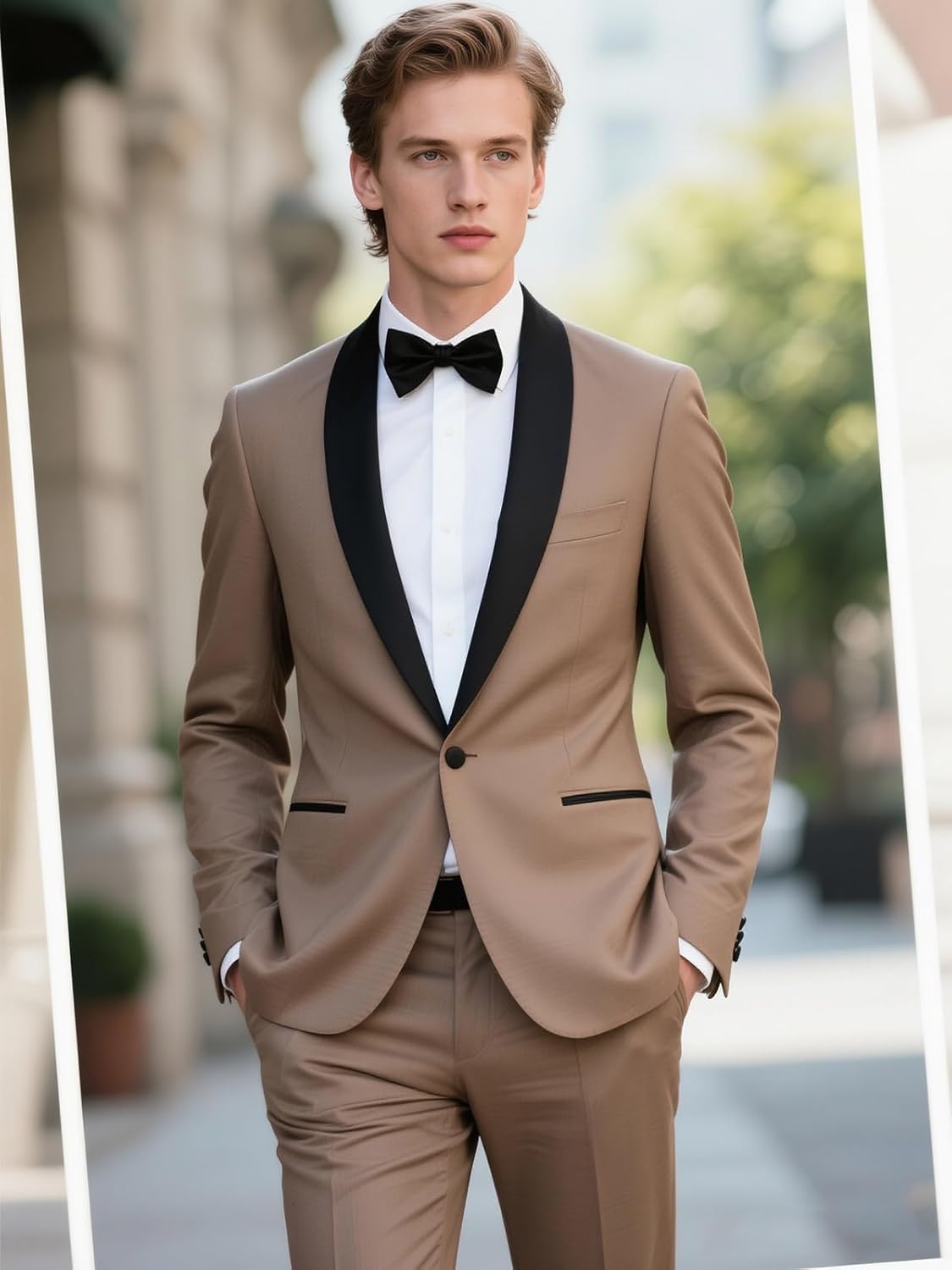 Men Suits Slim Fit Tuxedo Set One Button Solid Jacket Pants 2 Piece Suits for Men Business Wedding Party Prom