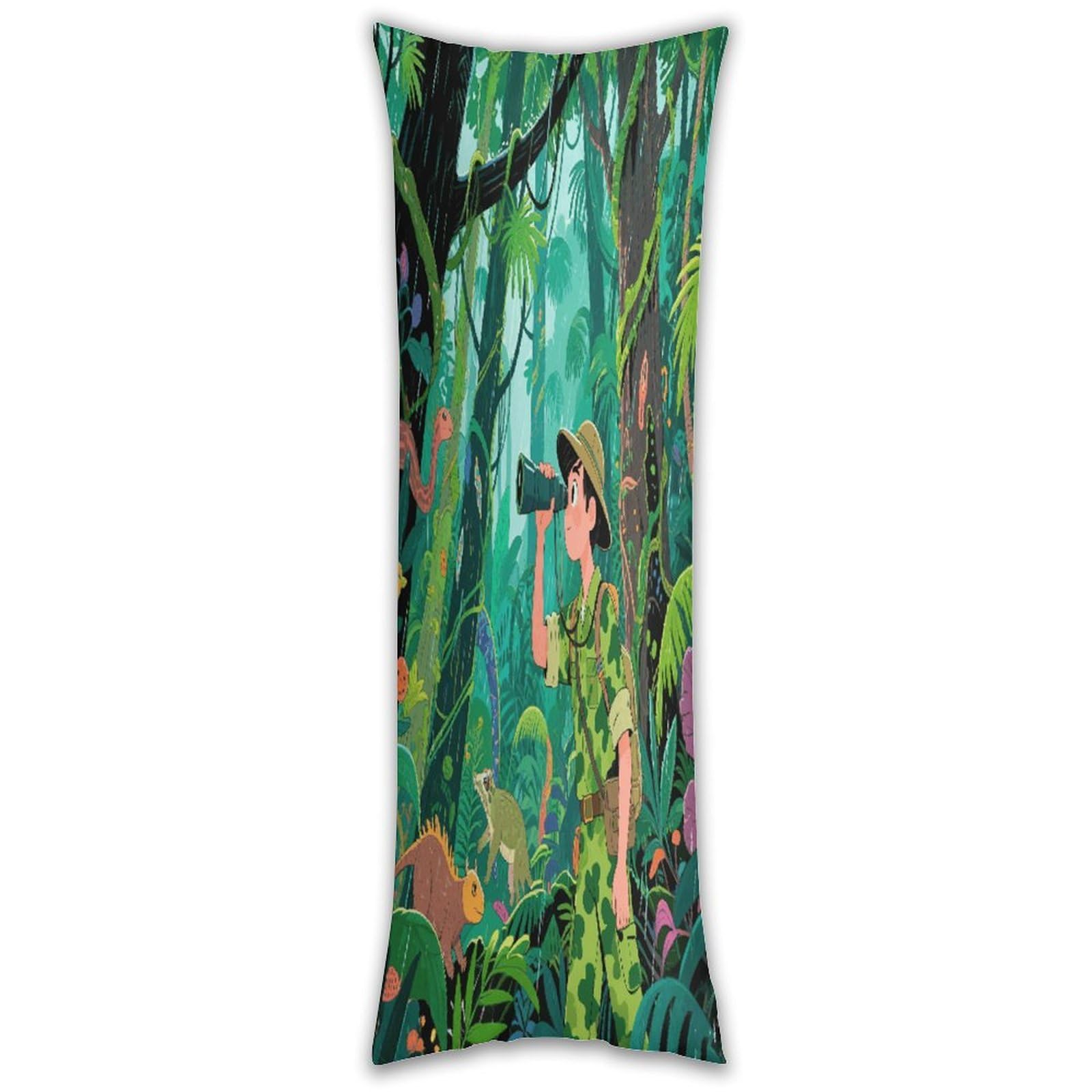 Tropical Rainforest Long Pillow Case with Zipper Ultra Soft Microfiber Long Pillow Cover Breathable Body Pillow Protector Soft Wrinkle Pillowcase for Bed Sofa Bedroom 53 X 19 in
