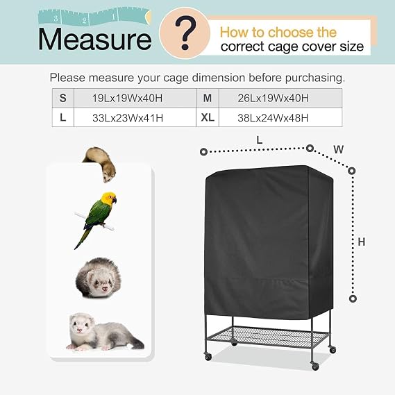 Explore Land Bird Cage Cover, Bllackout Bird Cage Cover, Pet Cage Cover, Birdcage with Detachable Top Panel Large Breathable Cage Cover for Night, 66x48x102cm, NL23I6V1JY9DR7ASBDC8