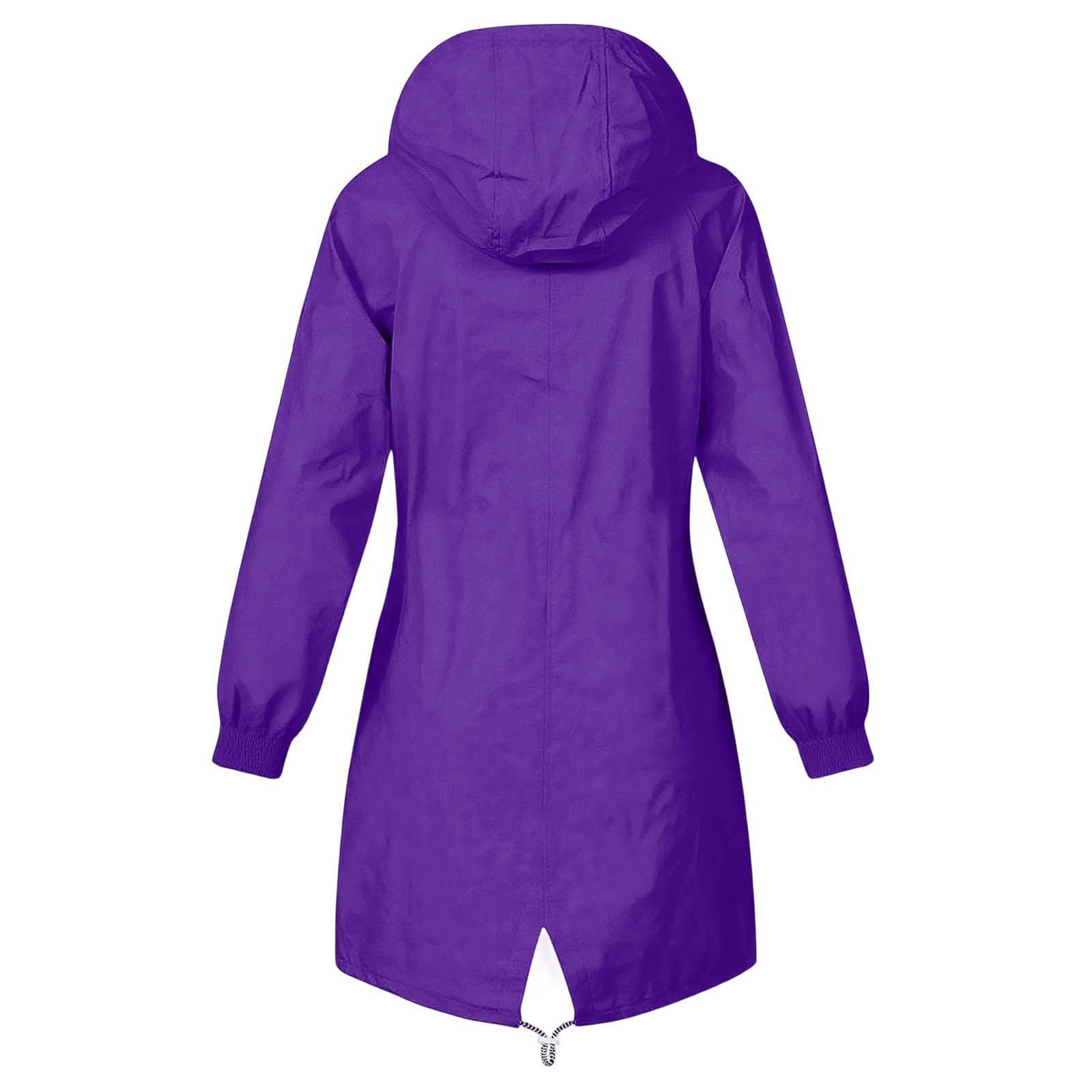 Générique Manteau de Pluie Femme, Veste Imperméable Femme Mi Saison - Coupe Vent Impermeable Respirant et à Capuche Léger pour la Ville Randonnée et Activités Extérieures