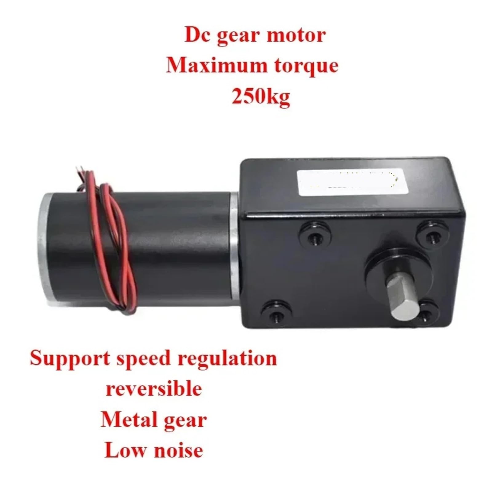 DC 12 V 24 V starkes Drehmoment, Metall-Turbo-Schneckengetriebe, Motor, umgekehrt, niedrige Drehzahl, 250 kg. cm, selbstsichernder Schneckengetriebemotor
