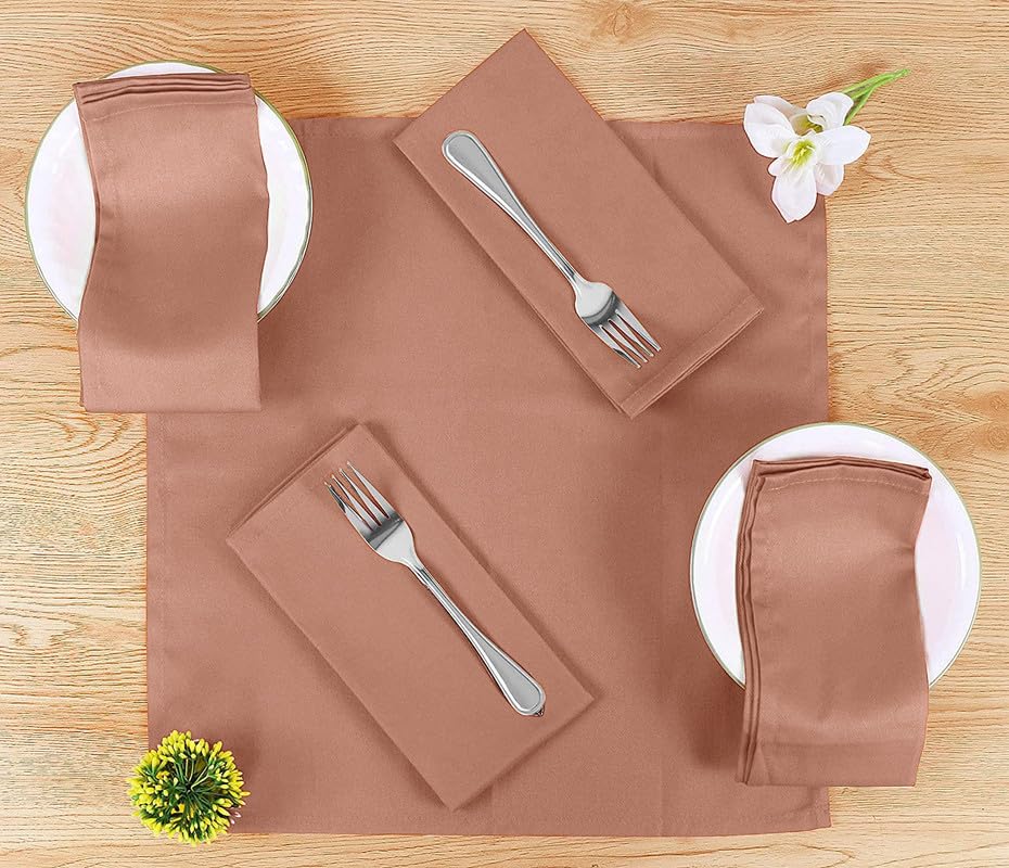 Sweet Needle, Pack of 12-100% Cotton Oversized Dinner Napkins 45 CM x 45 CM (18 IN x 18 IN), Peach - Image 3