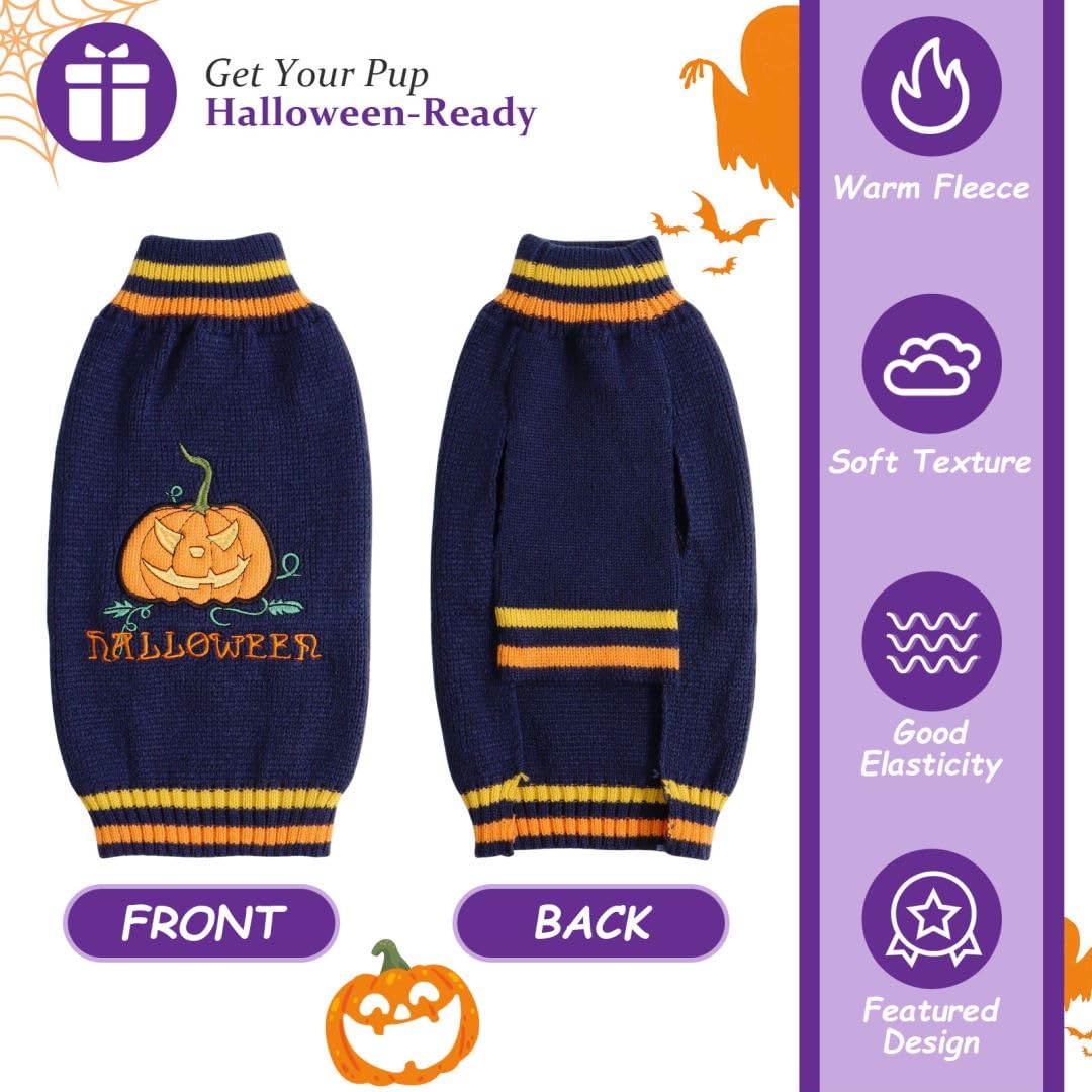 Maglioncino Halloween per Cane e Gatto - Costume Zucca Caldi Vestito - Maglione Taglia per Piccola Media Grande Cani - Blu XS