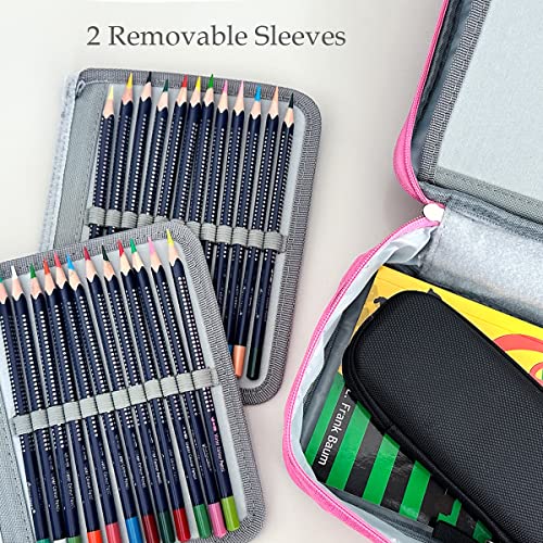 Image of allydrew Large Capacity 72 Slot Pencil Case for Colored Pencils, Stationery Pouch, Pink