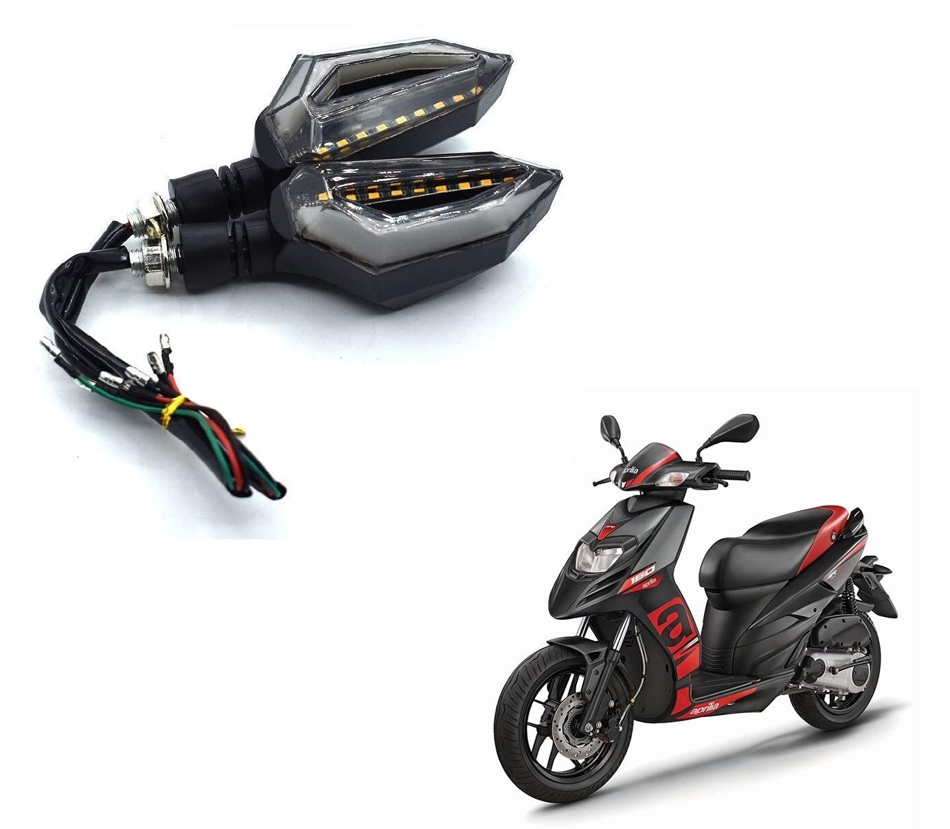 AUTOADDICT Auto Addict D Shape Front and Rear Indicator LED Blinker Light(Pack of 4, yellow & Blue) For Aprilia SR 160-image-36