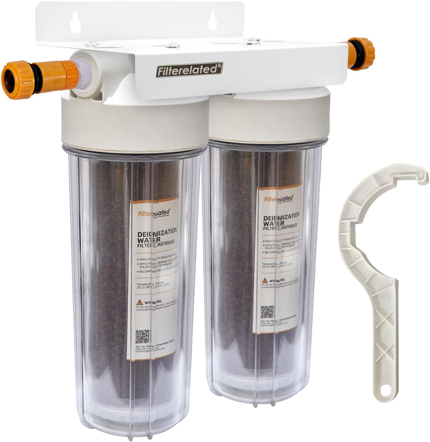 Filterelated 2 Stage DI car wash filter deionized water Spot free car wash System Spotless Pure water Car/RV/Window Cleaning, No Need for Towel Drying,Colour-changing purple resin (Double DI Housing)