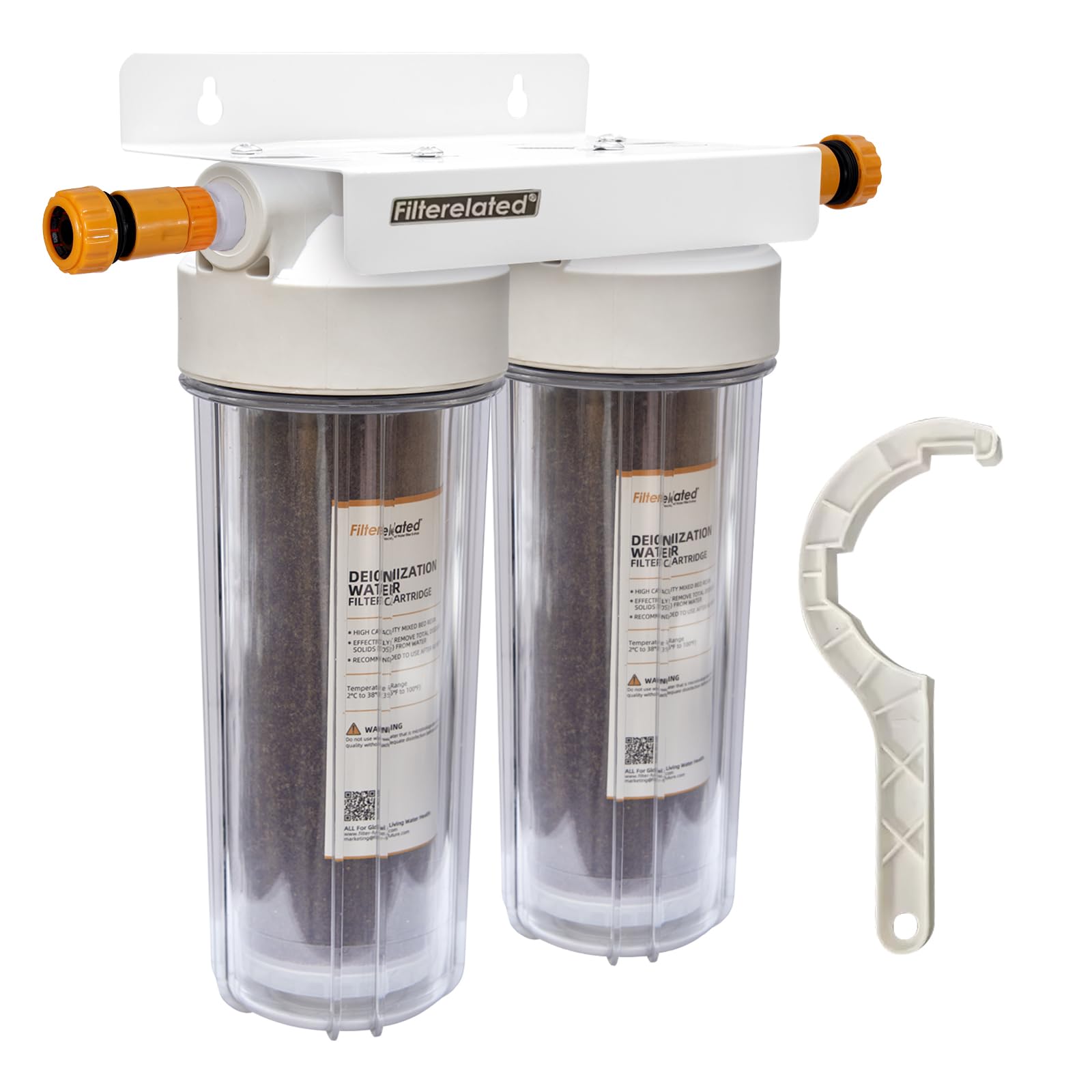 Filterelated2 Stage DI car wash filter deionized water Spot free car wash System Spotless Pure water Car/RV/Window Cleaning, No Need for Towel Drying,Colour-changing purple resin (Double DI Housing)