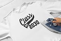 Vista 2 de Graduation Iron On Transfer, Class of 2030 Shirt Decal, HTV Graduate Patch, Pick Size Color (Black)