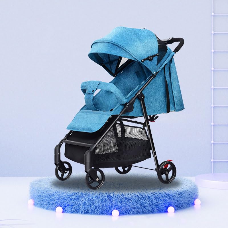 Moppets Feather-LITE Baby Stroller & Pram | Single Hand Folding, Suspension Wheels, Travel Friendly Pram for Newborn, Toddlers Boys & Girls - 0 to 3 Yrs (Sit & Lie Down) Modern Black (Navy Blue)-image-24