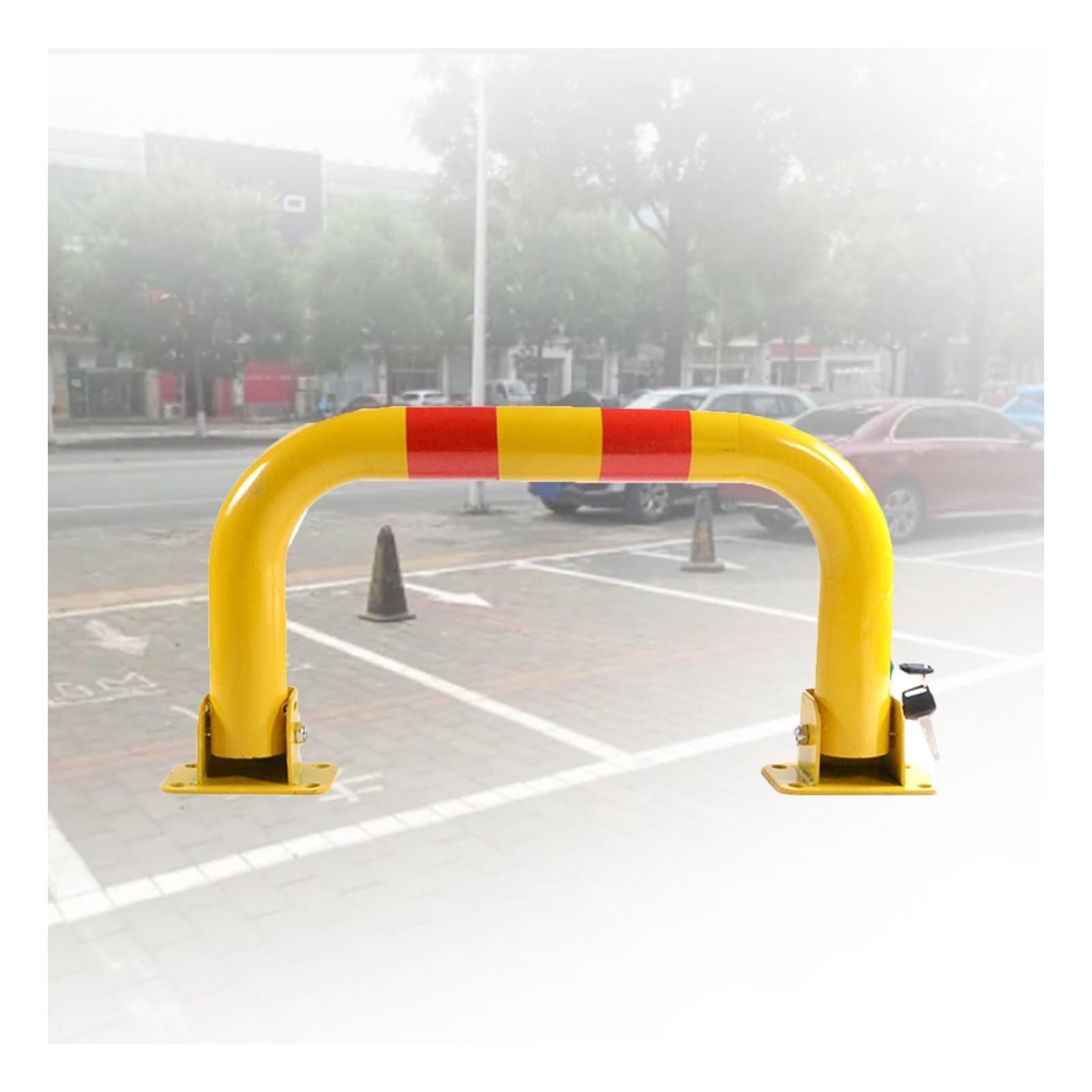 GTHTUHFD U Shape Security Bollards With Lock, Car Blocker Parking Space Warning Posts, For Garage, Driveway, Warehouse,60X30Cm,60x30cm