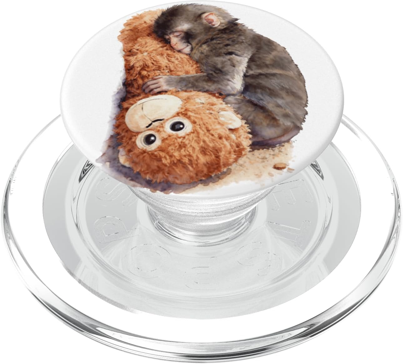 Punch – Cute Baby Monkey & Orangutan Stuffed Toy Watercolor PopSockets PopGrip for MagSafe