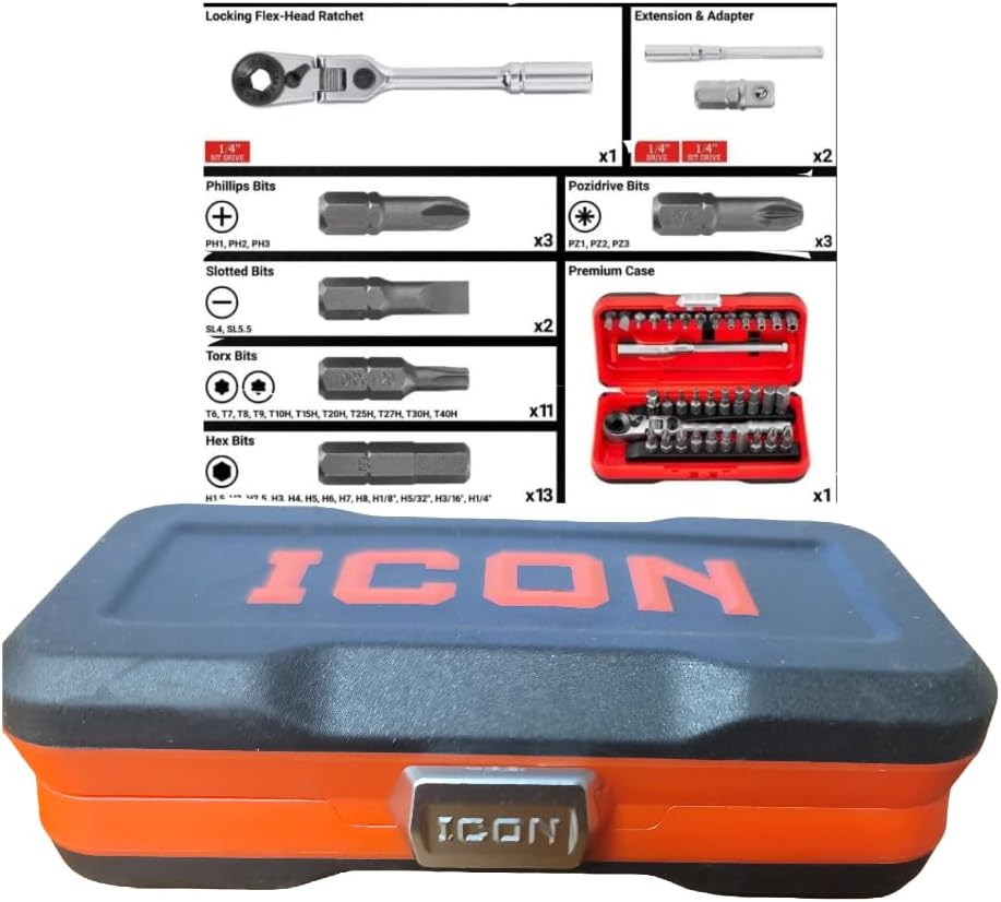 Flex Head Ratchet and Bit Set, 35-Piece