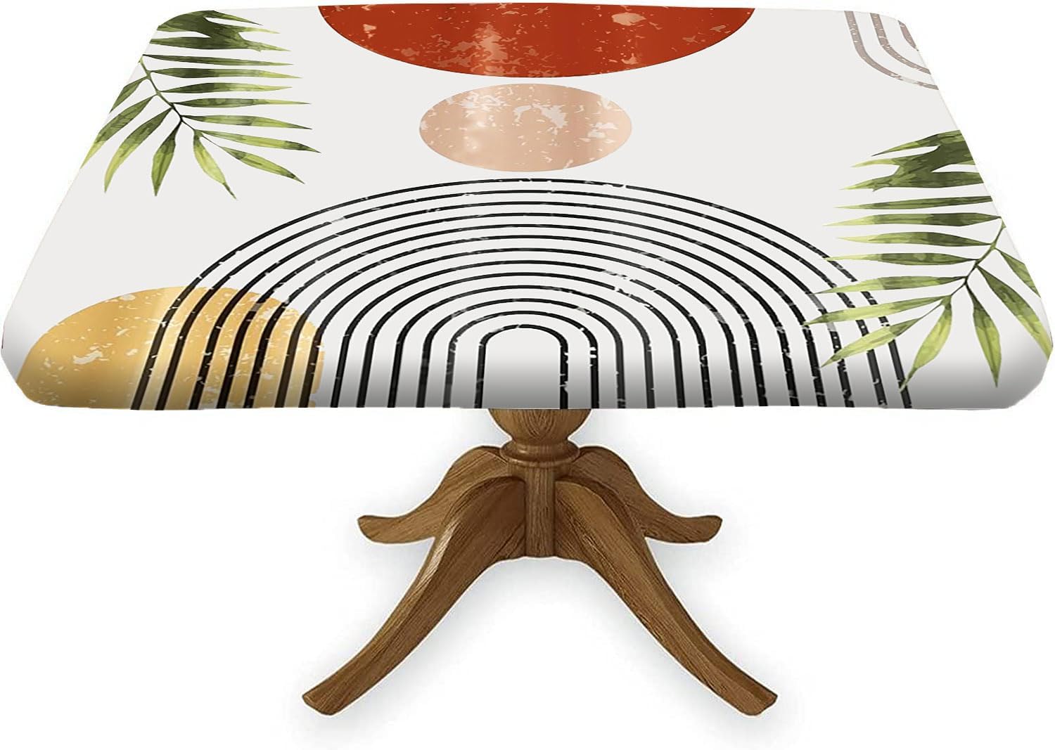 Ocean Square Tablecloth, Tropical Island Beach Fitted Waterproof Wipeable Table Cover for Dining Kitchen Party Indoor Patio Decor 48x48 Inch