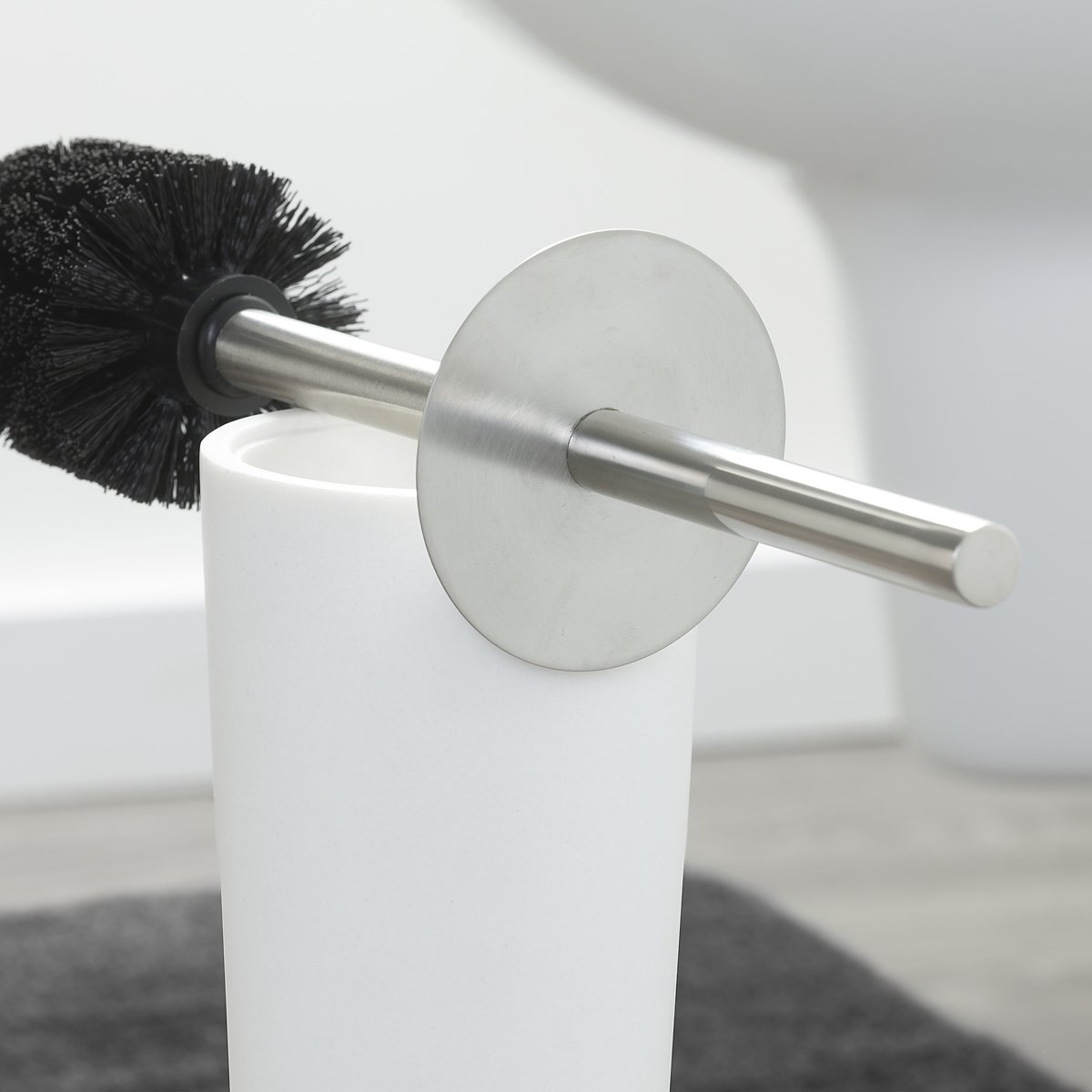Sealskin Glossy Scopino e Portascopino da WC Set, Poliresina, Argento, 33,6 x 9,5 x 9,5 cm