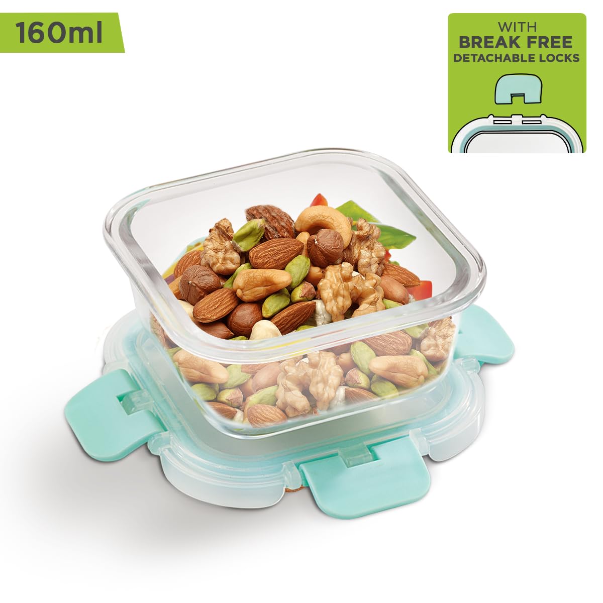 Allo Recipientes de vidrio seguros para alimentos con tapas con bloqueo sin roturas, recipientes aptos para horno y microondas, recipientes de almacenamiento de alimentos de vidrio de borosilicato