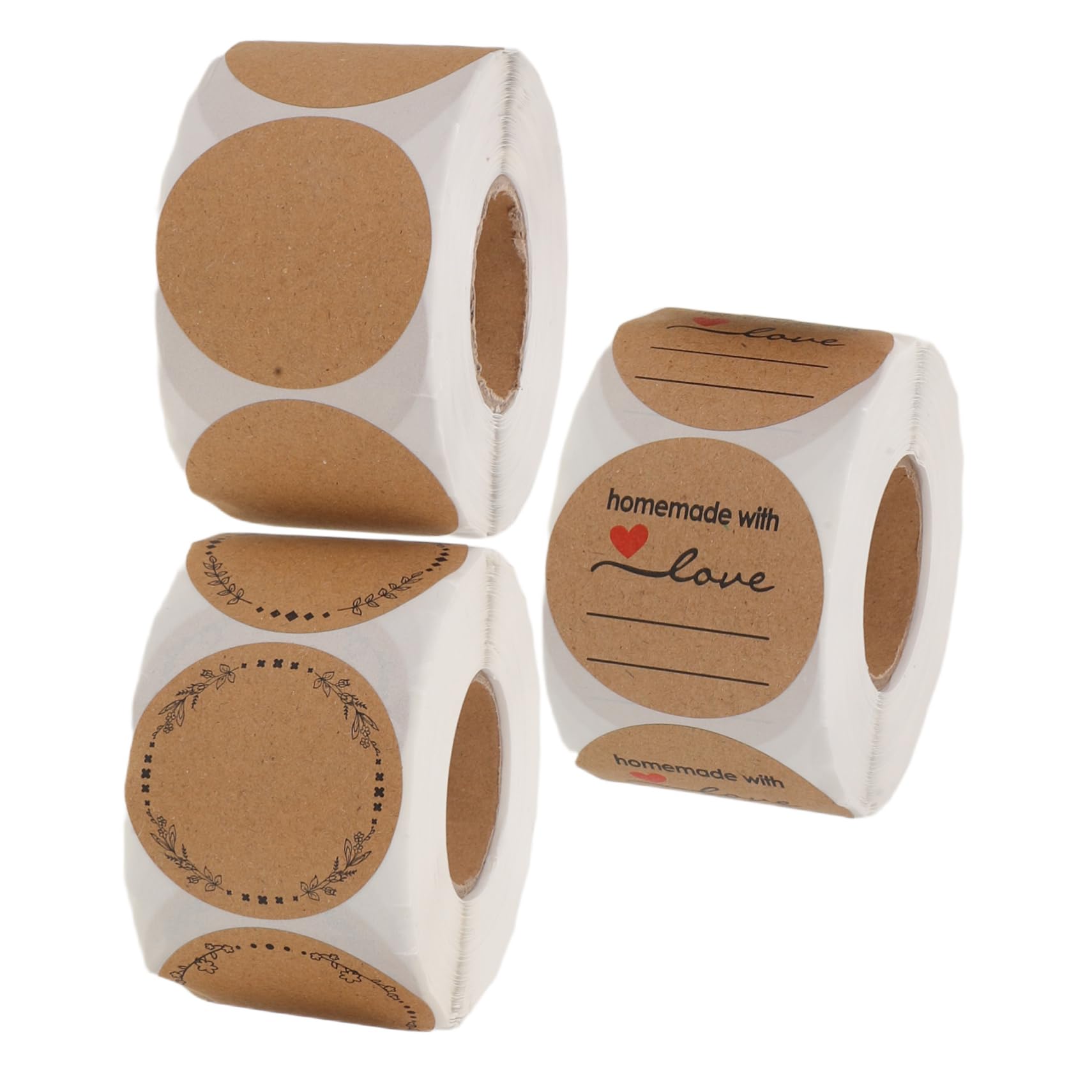 Etichette Adesive Rotonde Kraft 3 Pezzi, Sigilli | Formato Circolare 3, 34 Pollici, Scrivibili e Rimovibili, per Confezioni e Piccole Attività
