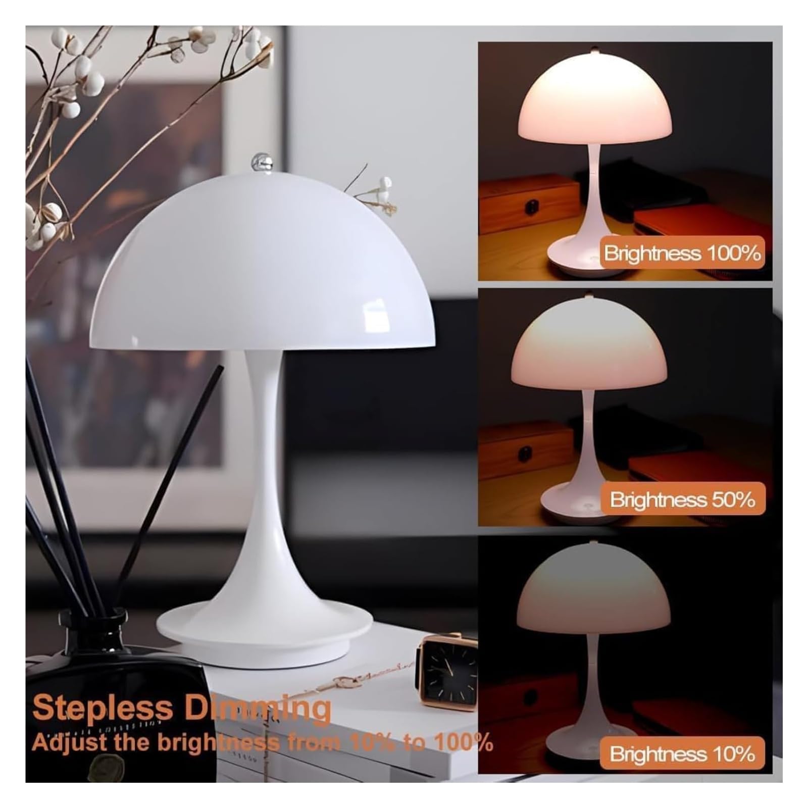 Lampada da tavolo a LED ricaricabile con controllo touch, 3 livelli di luminosità, design retrò, wireless e portatile, per comodino e soggiorno