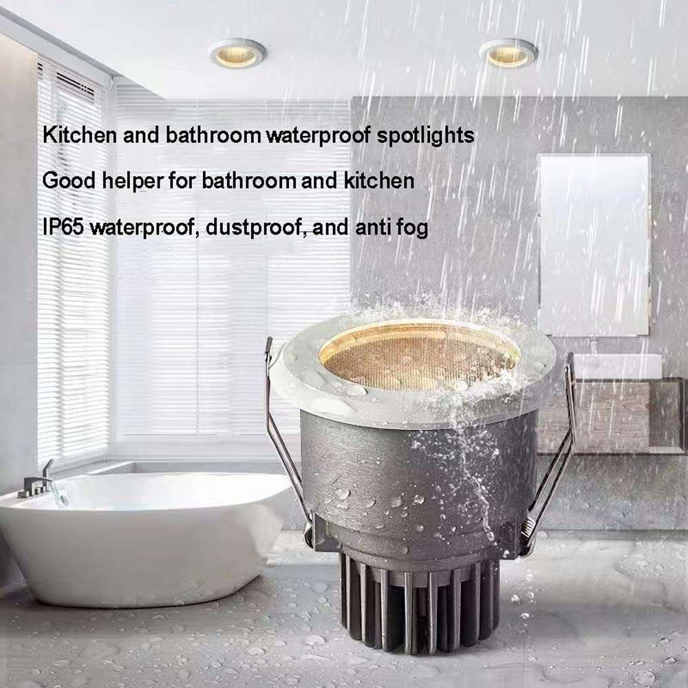 Lot de 2 spots encastrés ronds étanches en aluminium IP65 pour cuisine, salle de bain Taille de coupe 75 mm/95 mm