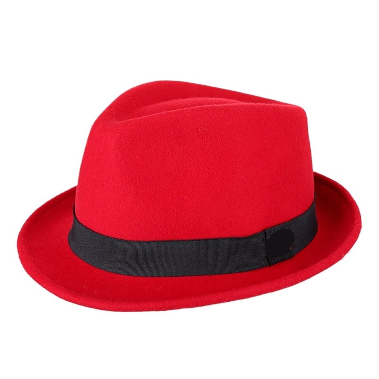 Sombrero De Copa Sombreros Fedora de fieltro gruesos y cálidos invierno for hombre, gorra jazz lana for caballero, sombrero copa con ala ancha Para Fiesta