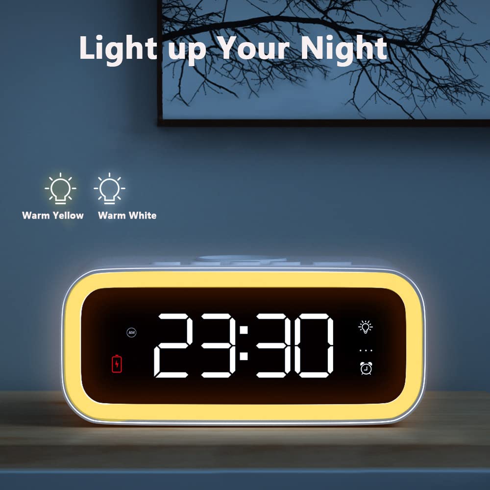 Riloer Despertador con cargador inalámbrico, radio despertador con cargador USB, Carga rápida de 15 W