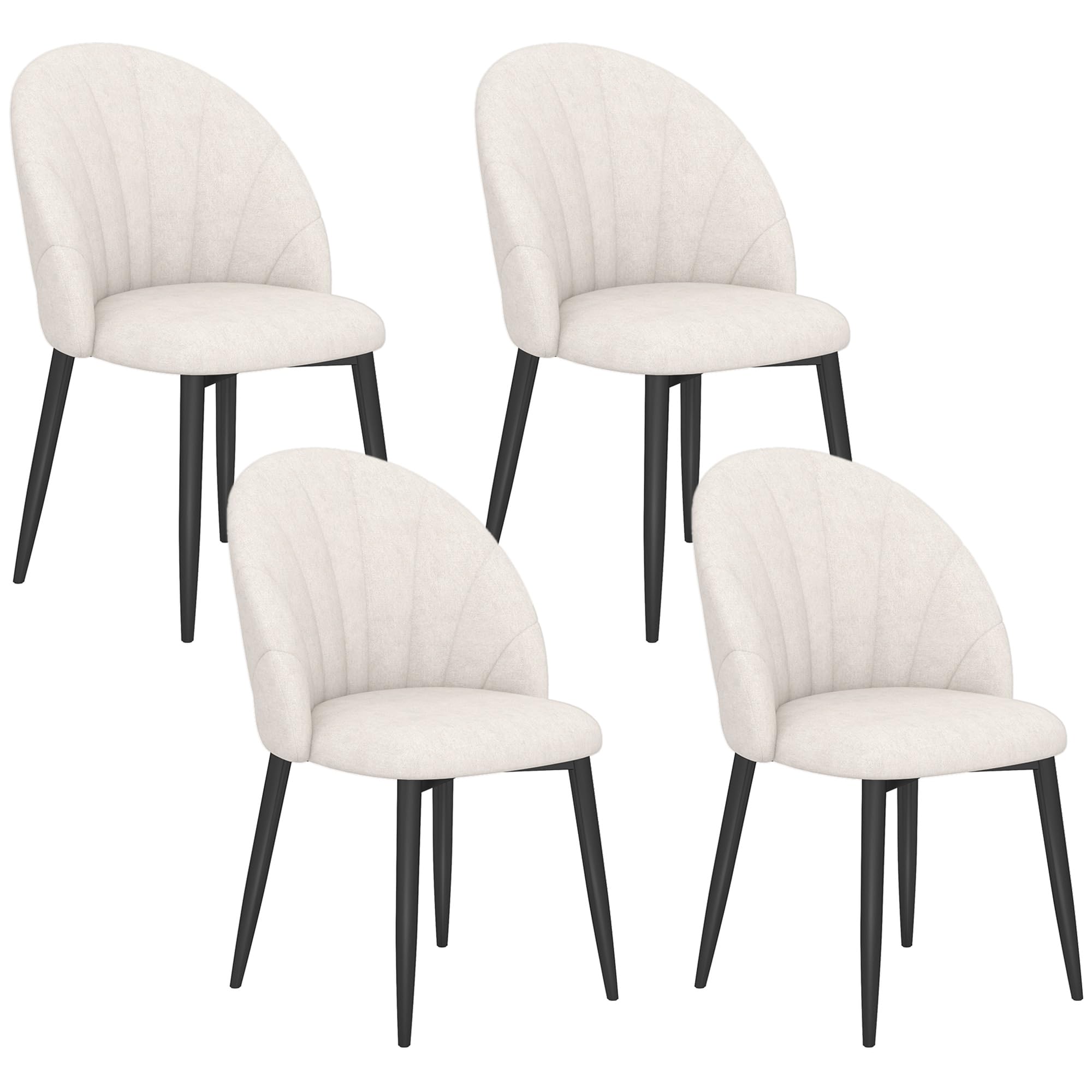 HOMCOM Dining Chairs Set of 4, Modern Upholstered Kitchen Chairs with ...