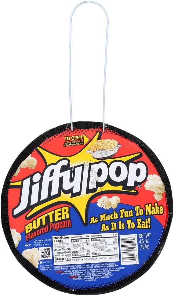Jiffy Pop Butter-Flavored Popcorn, 4.5 oz (Pack of 12)