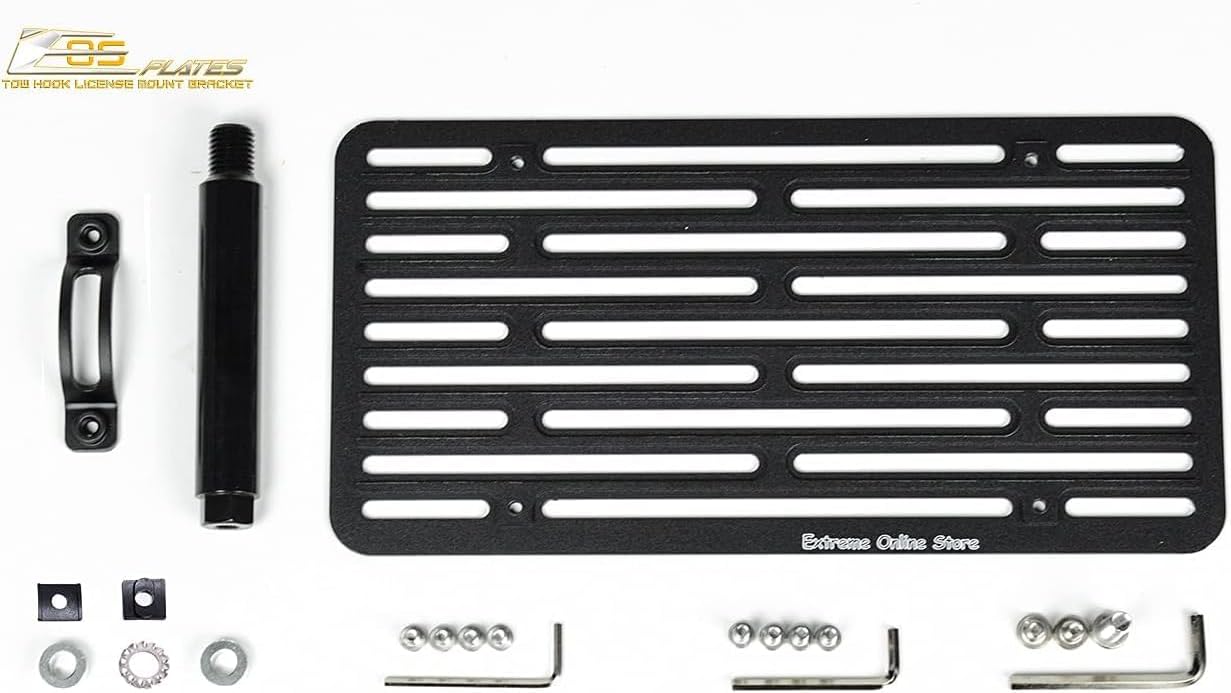 Replacement for 2015-2018 Porsche Cayenne 958.2 | EOS Plate Version 2 Front Bumper Tow Hook License Relocator Mount Bracket Tow-130-V2 (Full Size)