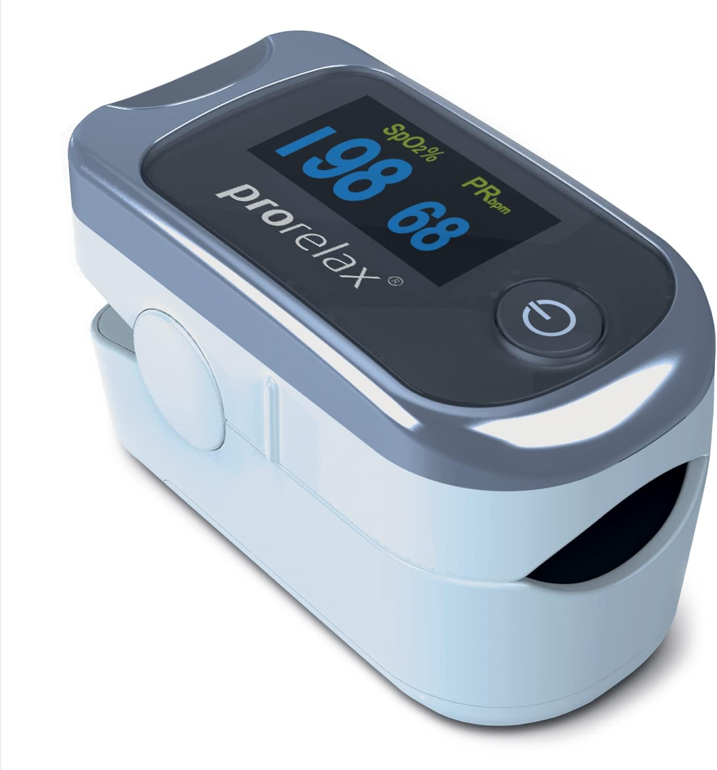 Prorelax Pulse Oximeter Measurement of heart rate (pulse), oxygen saturation (SpO2) and blood flow index (Pi) two-color LED display for healthy performance - or amateur athletes