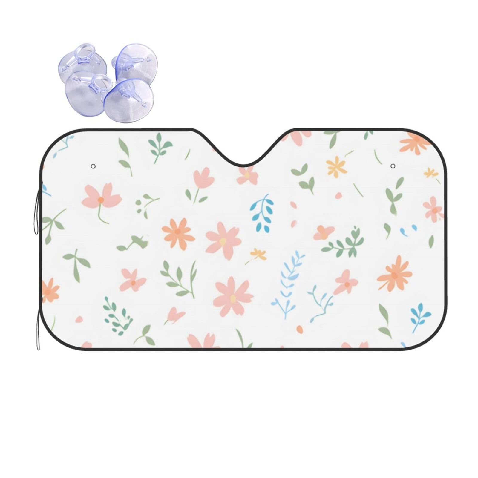 Parasol para parabrisas delantero de flores rosas 70x130cm con ventosas para furgoneta y coche 3