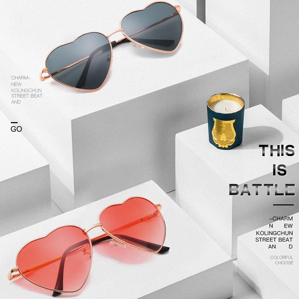 Occhiali Da Sole A Forma Di Cuore | Donna, Trasparenti, Color Caramella - Foto 10