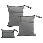 ALVABABY 3pcs Baby Cloth Diaper Wet/Dry Bags|Waterproof Reusable with Two Pockets|Travel, Beach, Pool, Daycare, Soiled Baby Items,YogaGym Bag for Swimsuits or Wet Clothes 3L-B29