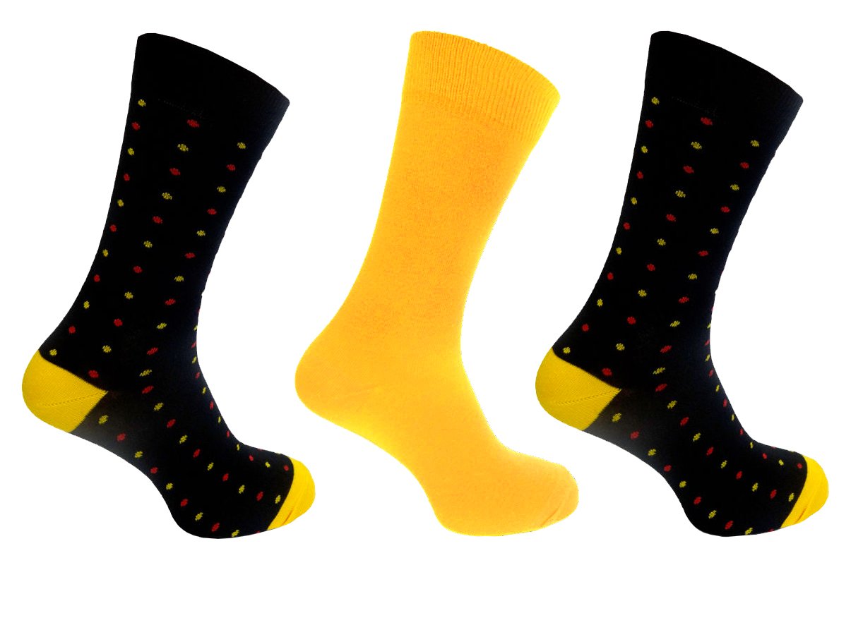 Alexander Green Mens Bamboo Socks 7-11 Polka Dot Style (Yellow)