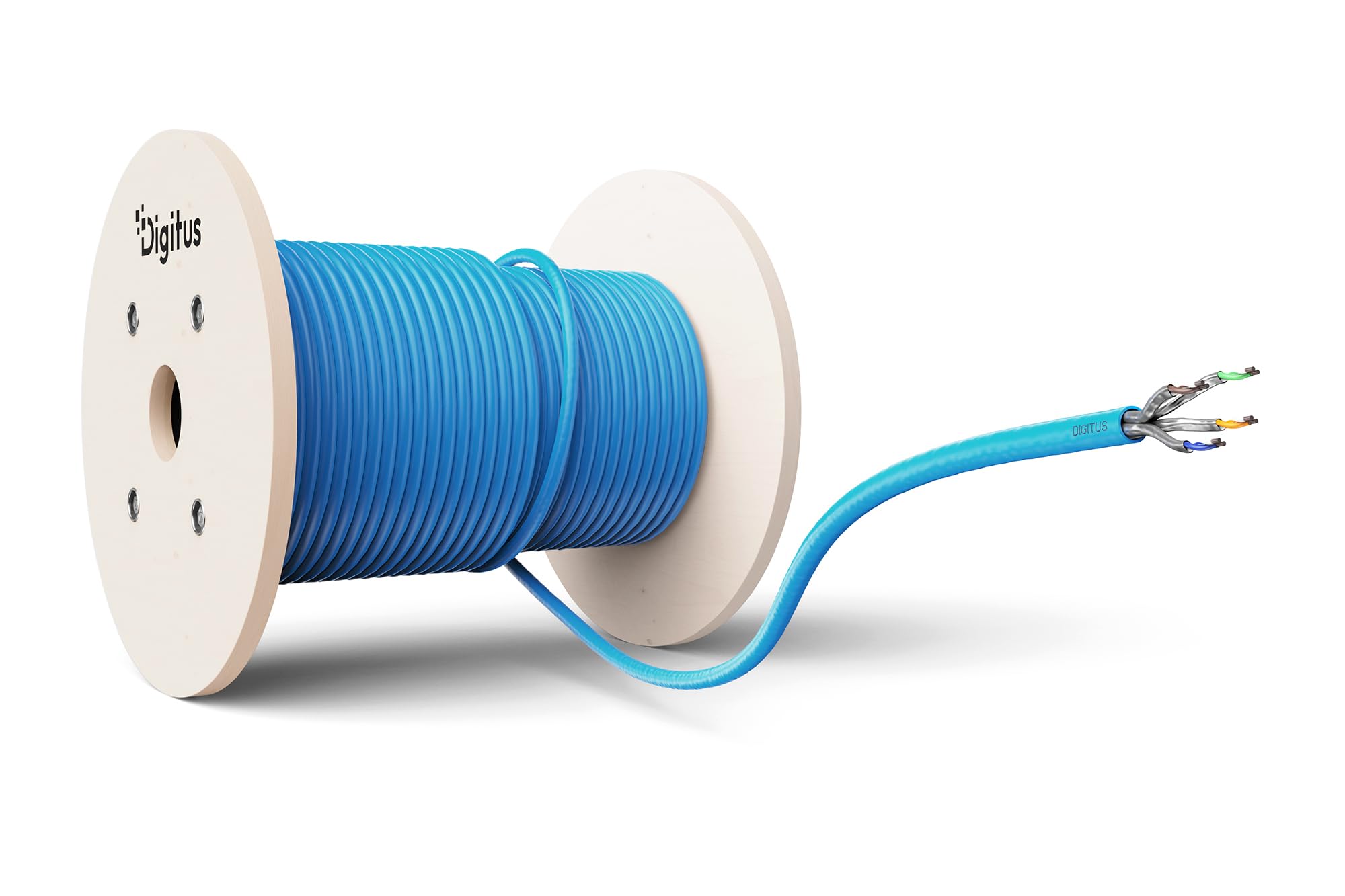Digitus Cavo di Rete Cat 6A da 500 m – U-FTP Simplex – BauPVO Dca – LSZH Senza alogeni – 500 MHz Rame AWG 23/1 – Compatibile con Poe+ – Cavo Ethernet – Blu