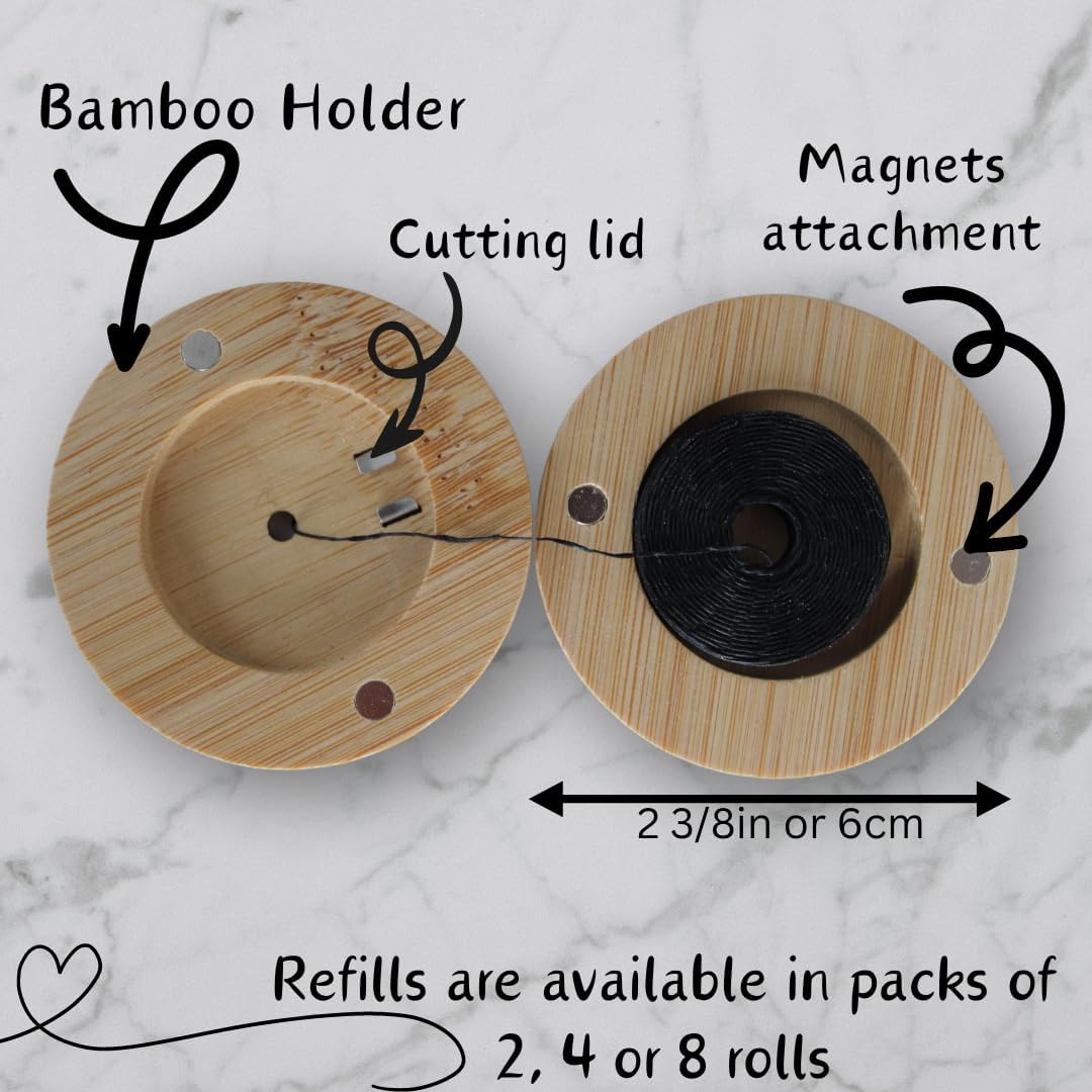 Dental Floss with Bamboo Holder, 4 Pack Refill image 2
