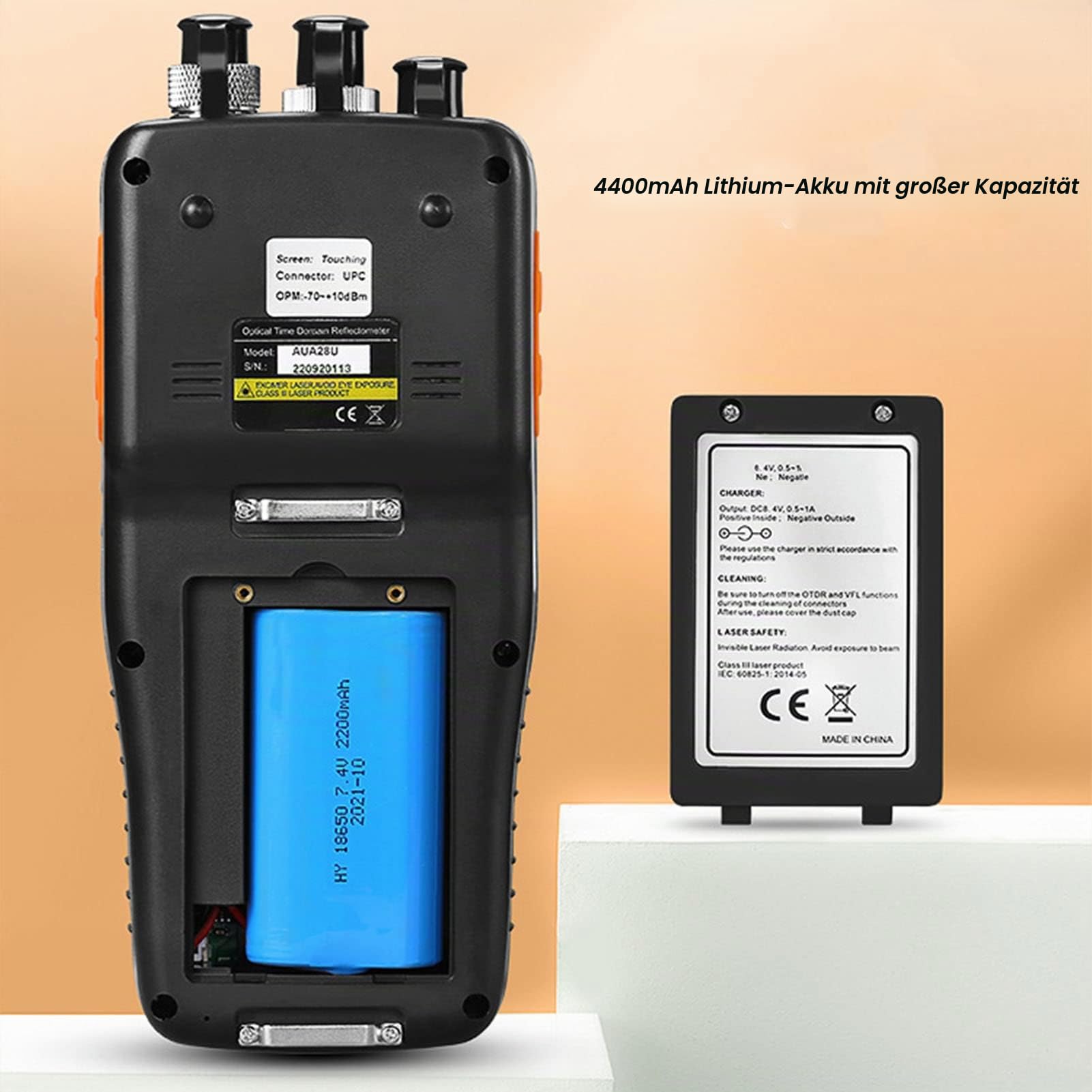 OTDR-Glasfasertester, Optisches 4-in-1-Time-Domain-Reflektometer Visueller Fehlerorter OTDR FTTH-Glasfaser-Toolkit mit VFL OPM OTDR OLS für die Wartung des Netzwerkaufbaus