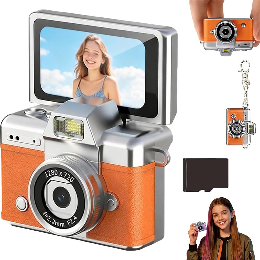 Mini Digital Camera with 1.47 in LCD Screen, 2026 Upgrade 1080p Retro CCD Camera Keychain with 32/64gb Card, Built-in Flash, Flip Screen Mini Cameras for Travel & Daily Use(Style H,64GB)-image-41