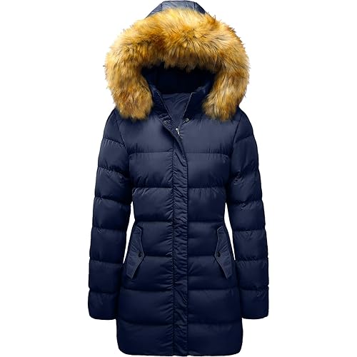 Szory Women's Winter Down Thicken Jacket Puffer Parka Coat with Removable Fur Hood