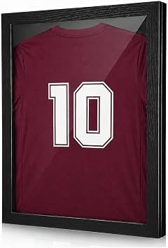 Hemobllo Sports Uniform Shadow Box Frame Wooden Display Case for Football Jersey Baseball & Basketball Memorabilia Wall Mount & Desktop Showcase 18X14X1.42In