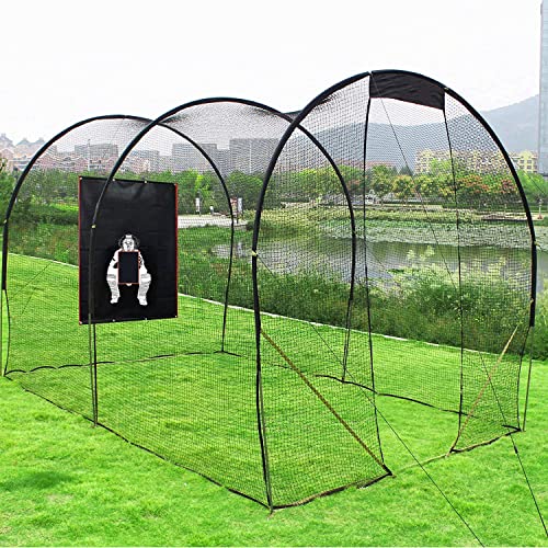 Supvetion Baseball Backstop With Strike Zone Vinyl Baseball Batting Cage Backstop With Catcher Image Baseball Softball Pitcher Training Equipment Aid For Batting Hitting Pitching(5 X 6 Ft) #TOP3