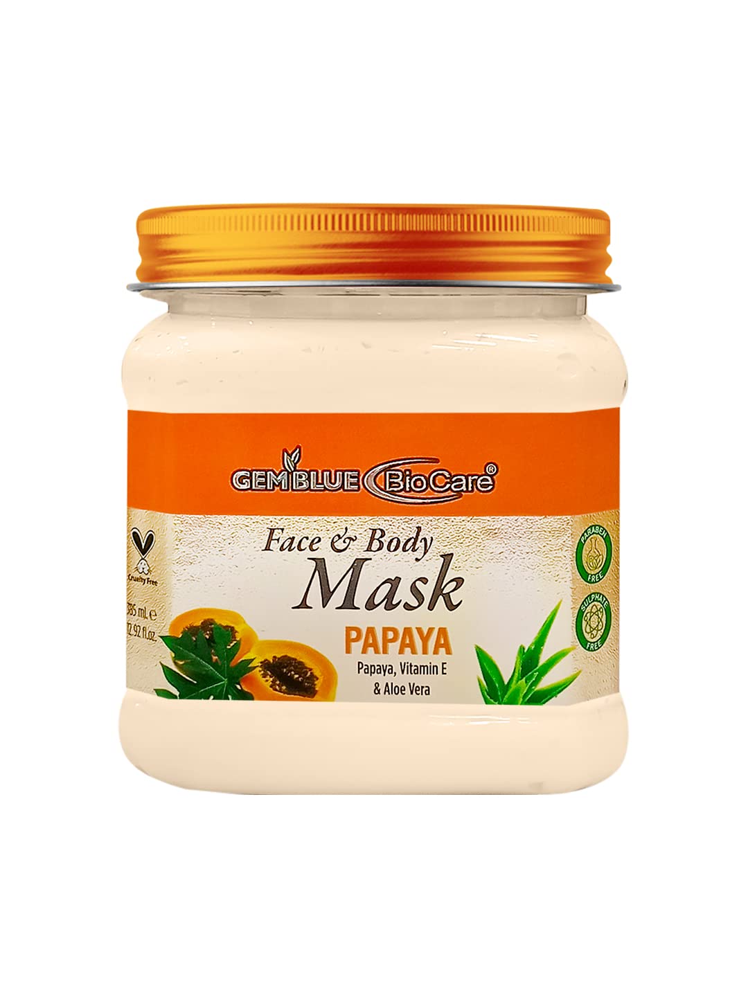 Gemblue Biocare Face Pack Mask | Radiant Glowing Skin | Oil Control Acne Pimples | Anti Blemish Pigmentation Tanning | Fresh Brightening Skin (Gemblue Biocare Papaya Mask, 385ml 12.92 fl oz.)