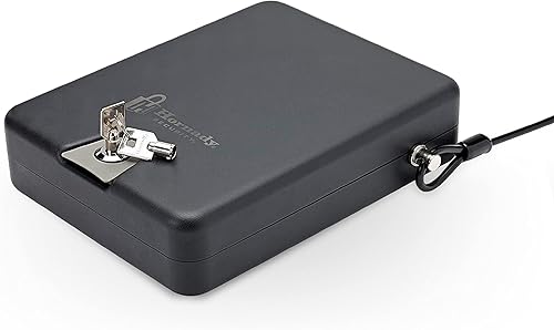 Hornady Caja de bloqueo TriPoint para pistolas y objetos de valor incluye 2 llaves y cable de acero de 3 pies aprobada por la TSA una caja de