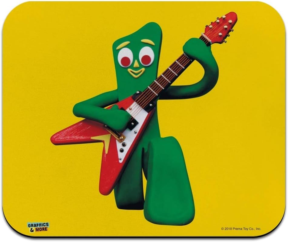 Gumby Playing Guitar Rock and Roll Low Profile Thin Mouse Pad Mousepad