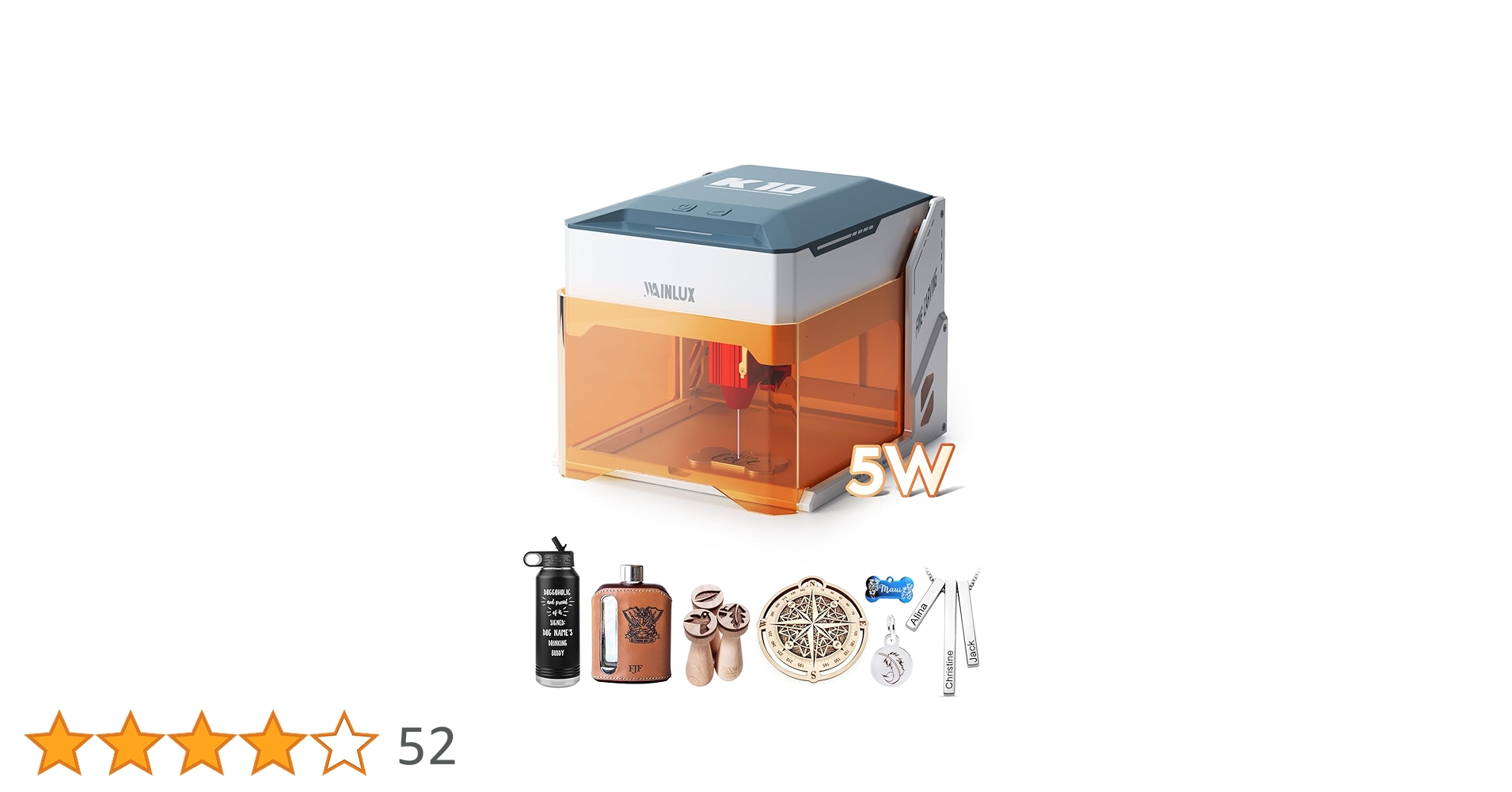 WAINLUX K10 5W レーザー彫刻機 Amazon | WAINLUX K10 5Wレーザー彫刻機、小型密閉型ビジュアル