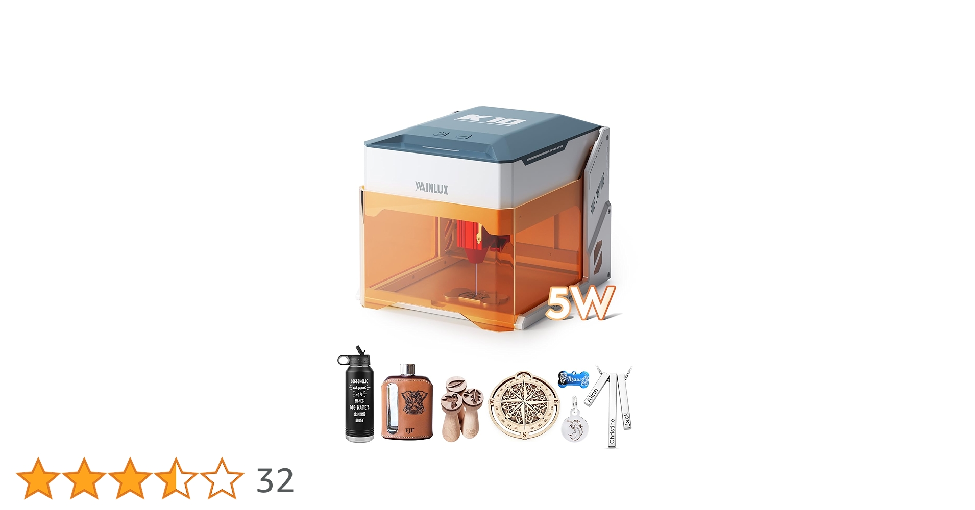 Amazon | WAINLUX K10 5Wレーザー彫刻機、小型密閉型ビジュアル