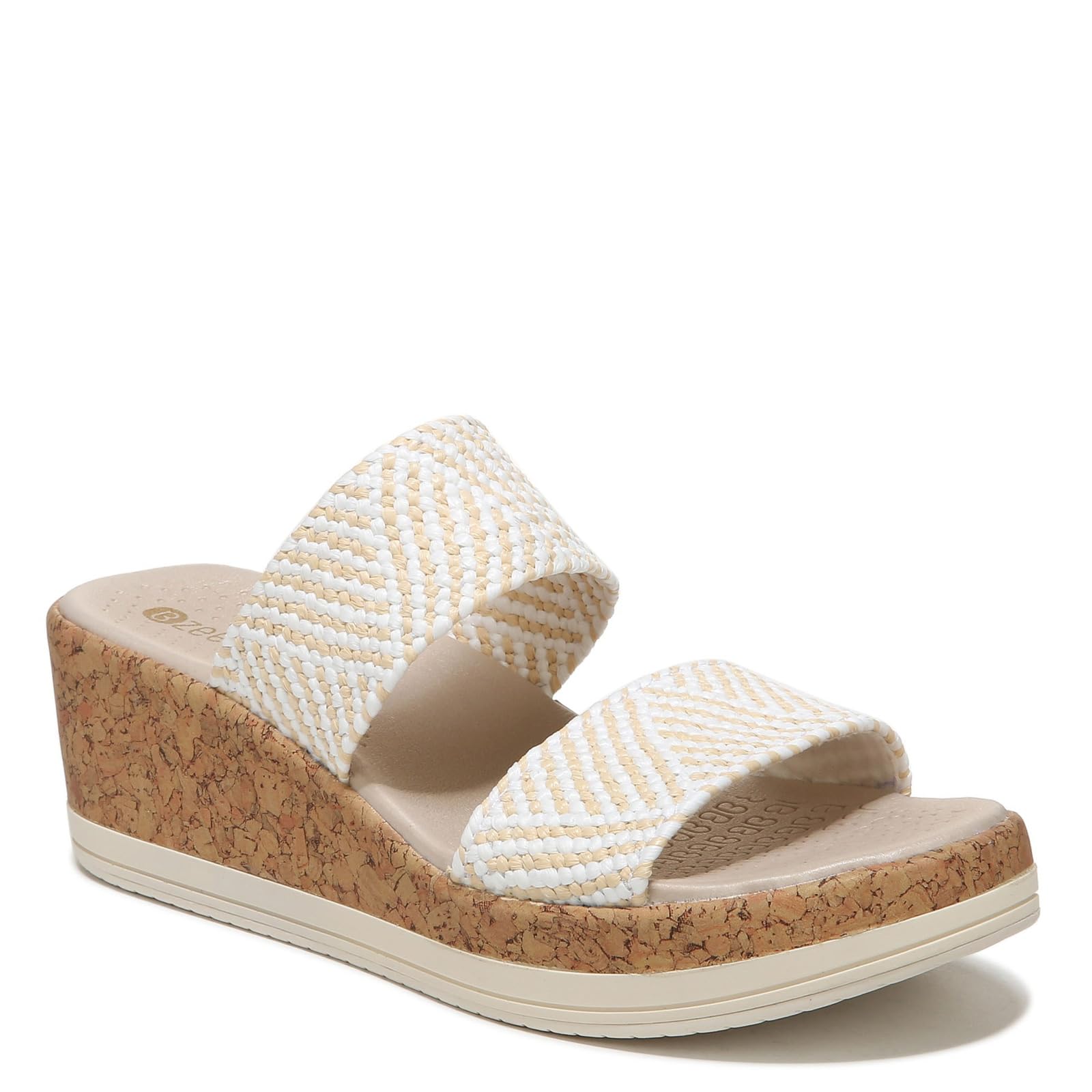 BZees Women's Resort Wedge Sandal, White Raffia Fabric, 4 UK
