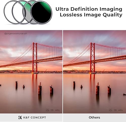 Miniatura 5 de K&F Concept Kit de filtro de lente magnética de 2.441in (MCUV+CPL+densidad neutra ND1000+ anillo adaptador magnético) multicapa HDultra