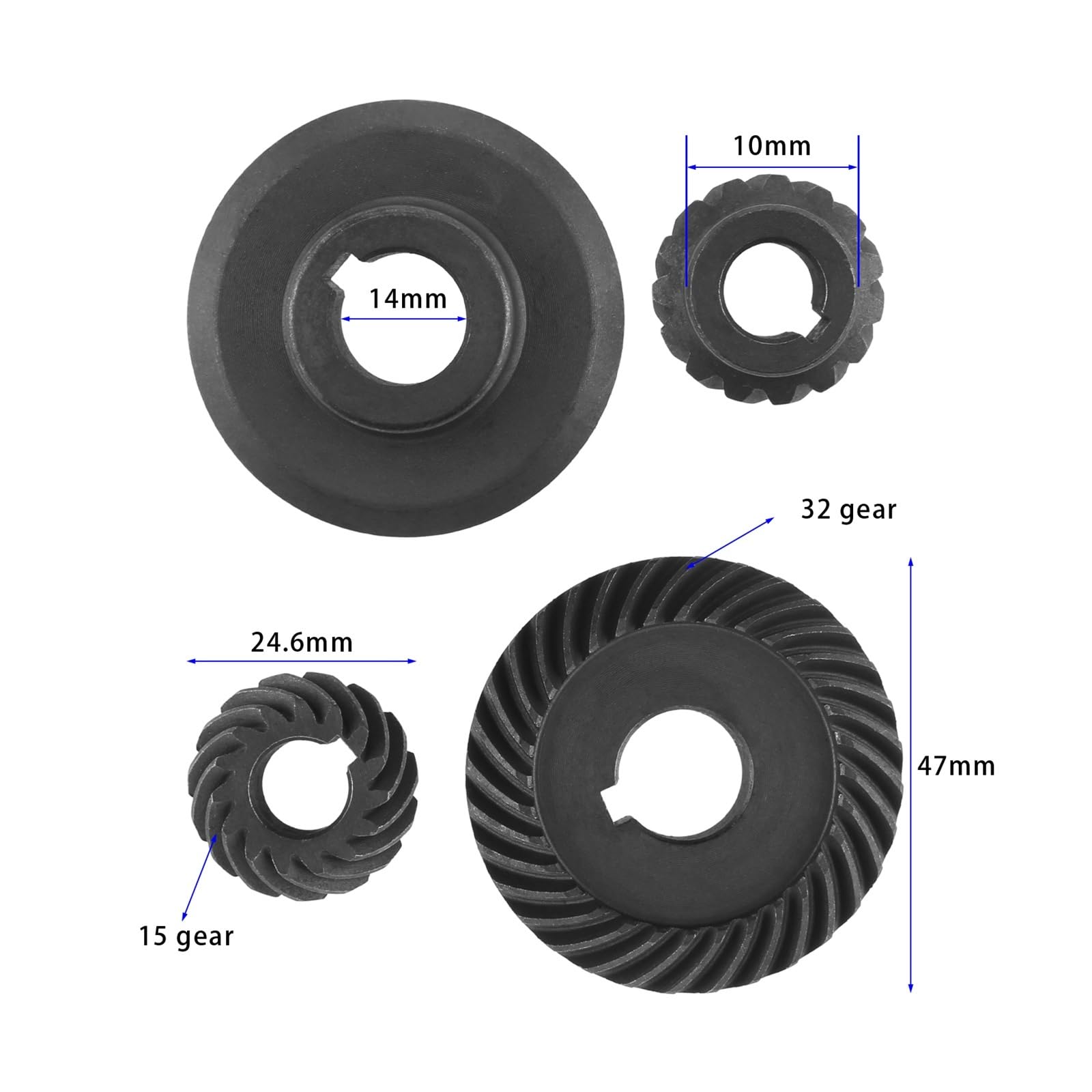 COZERI-Engrenage à dents coniques en spirale 2 pièces dents 32/15 meuleuse d'angle en métal anneau denture pignon ensemble for 125 engrenage conique meuleuse d'angle polisseuse accessoires