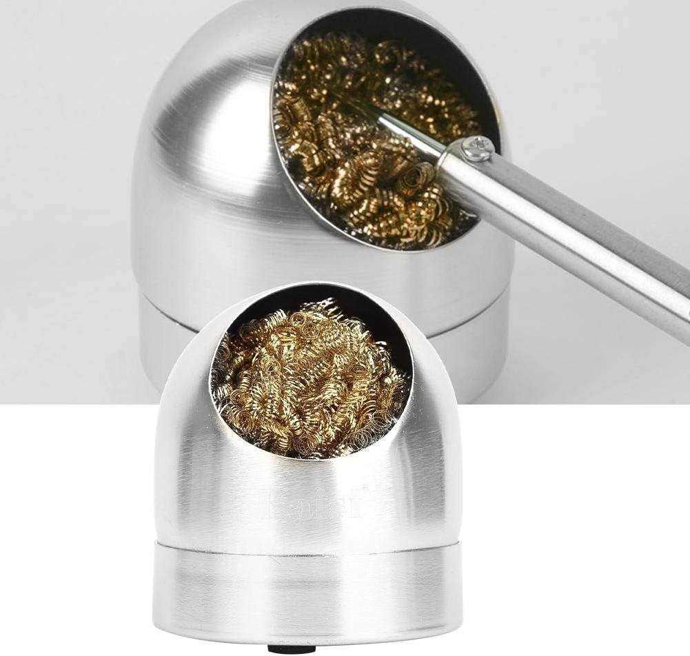 Dome Solder Gun Tip Cleaner Soldering Iron Tip Cleaner Copper Steel Alloy Steel Wire Ball Holder Kit Iron Tip Cleaner without Water for Cleaning Soldering Iron Head(Silver)