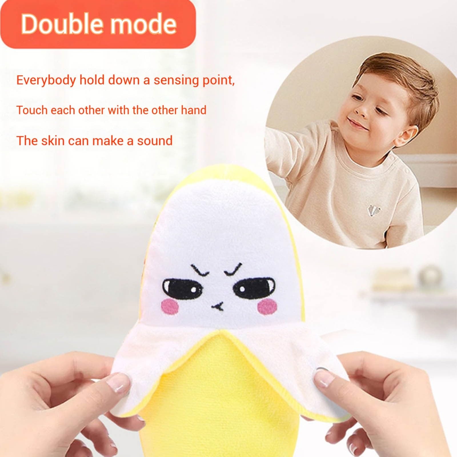 Muñeca Interactiva con Sensor Musical, Muñeca de Peluche en Forma de Fruta con Interacción Feliz Sensible al Tacto y Sonido Enriquecido, 3 Modos, Peluche de Latido con Sensor de Fruta(Yellow)