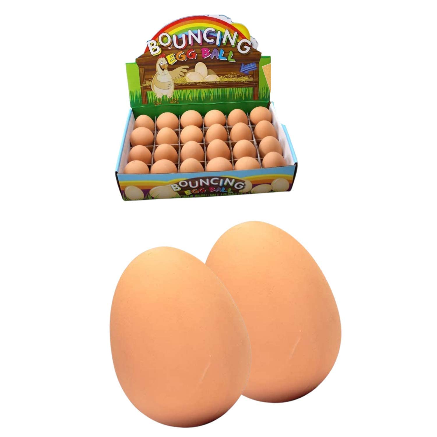 DOGTOWN Non-Toxic Bouncing Egg Ball Toy Set of 2 - Easter Theme - Brown - All Ages